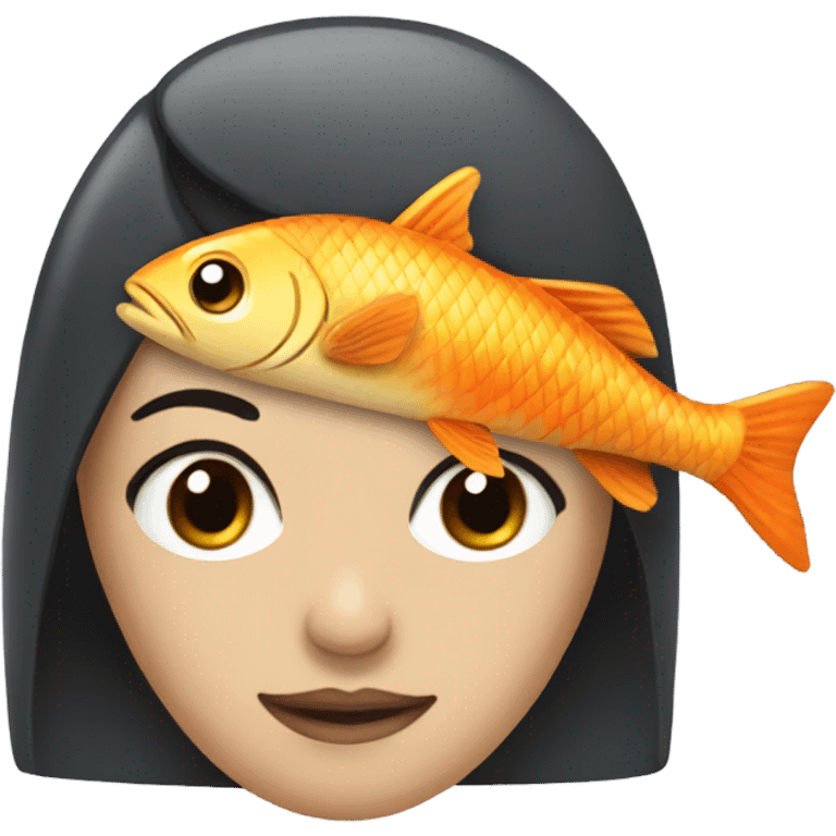 Woman with a fish head emoji