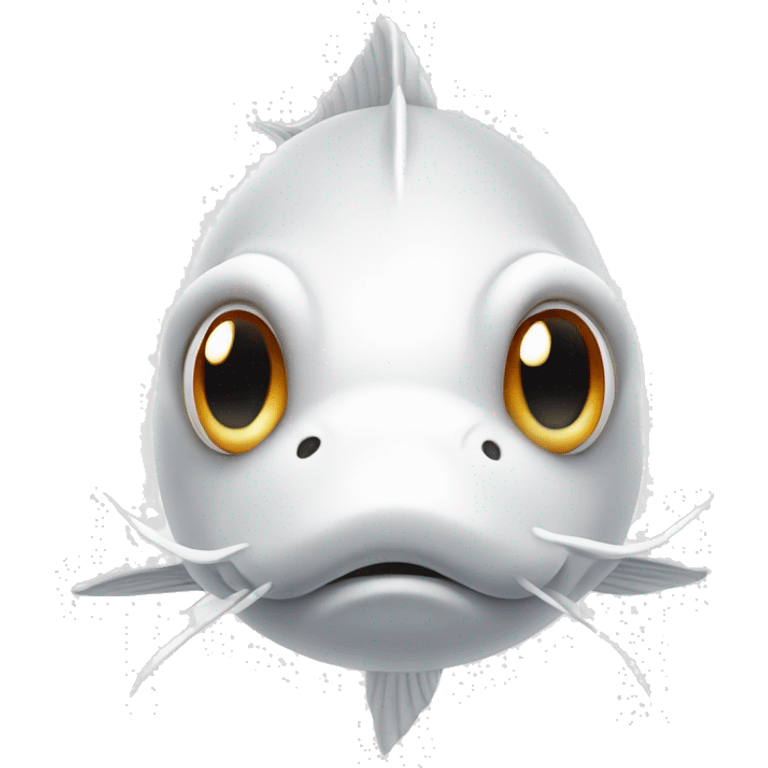 A white mustache on The face forward of an All white koi fish with long flowing fins emoji