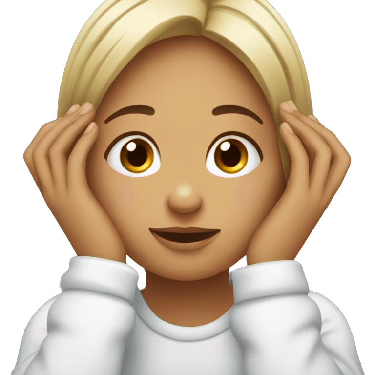 girl with two lying down hands underneath her chin emoji