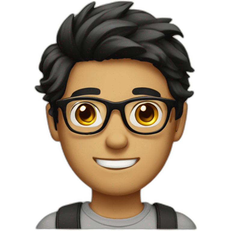 Handsome boy With attractive glasses and black hair emoji