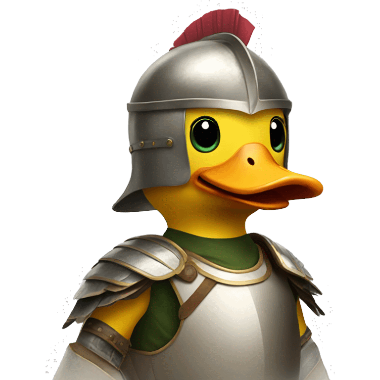 Duck wearing a Greek helmet and armor  emoji