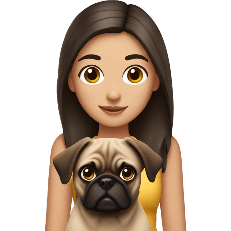 Brunette girl with pug dog emoji