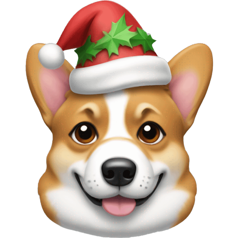 Fat corgi wearing a Christmas hat emoji