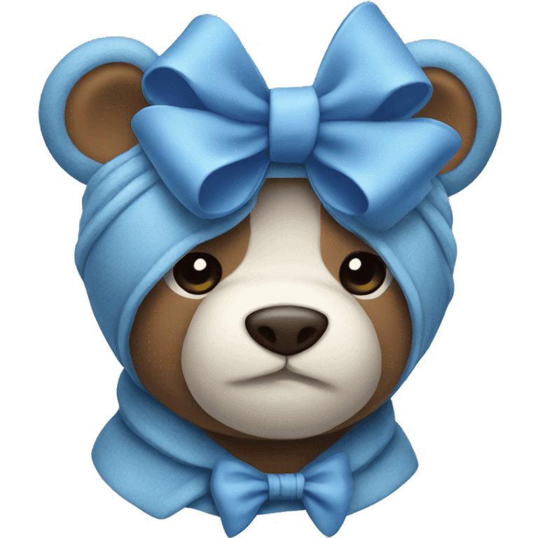 blue colored teddy with white bow emoji