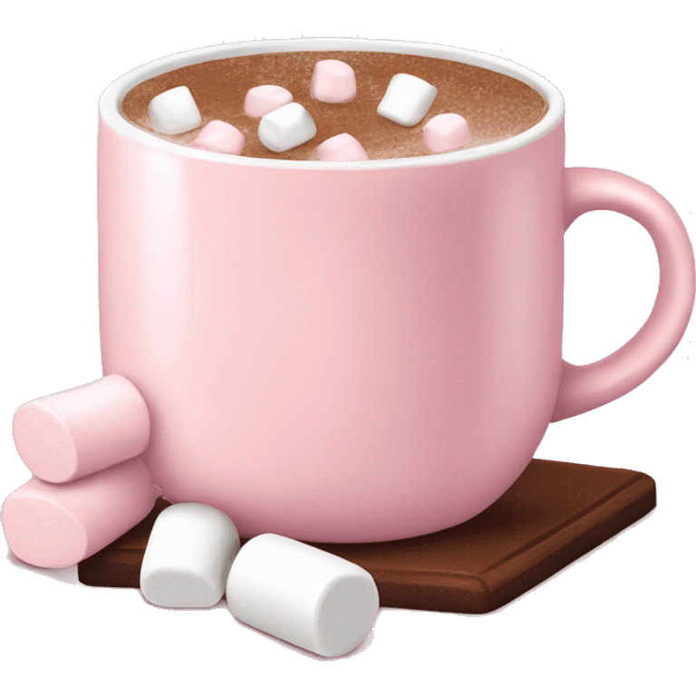 Light Pink mug of hot chocolate with marshmallows  emoji