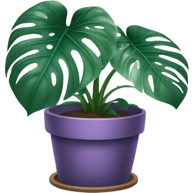 all violet monstera plant in pot emoji