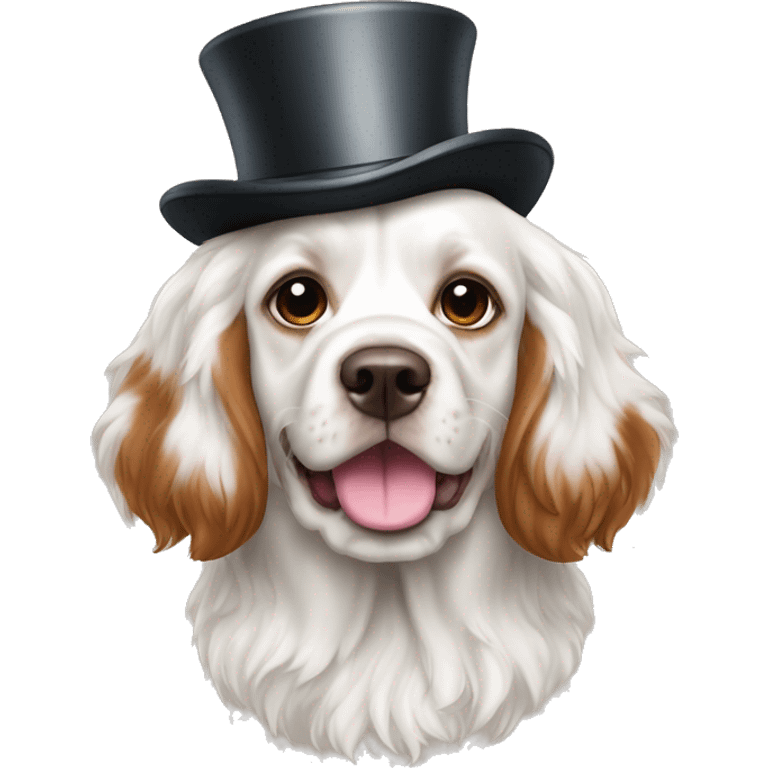 clumber spaniel wearing a top hat emoji