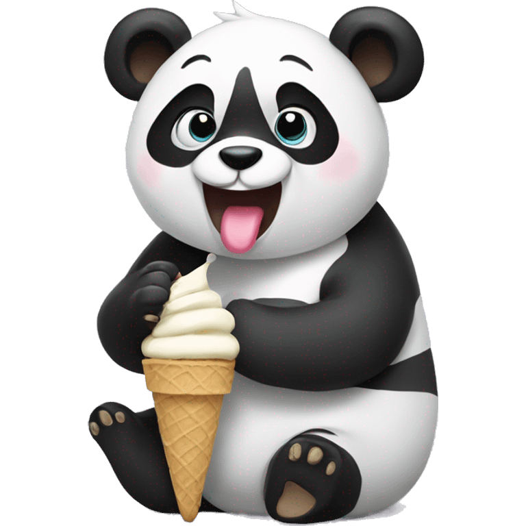 Panda eating ice cream emoji