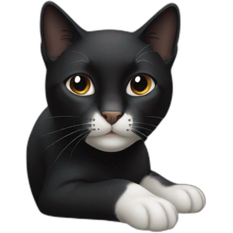 Black cat with a white nose emoji