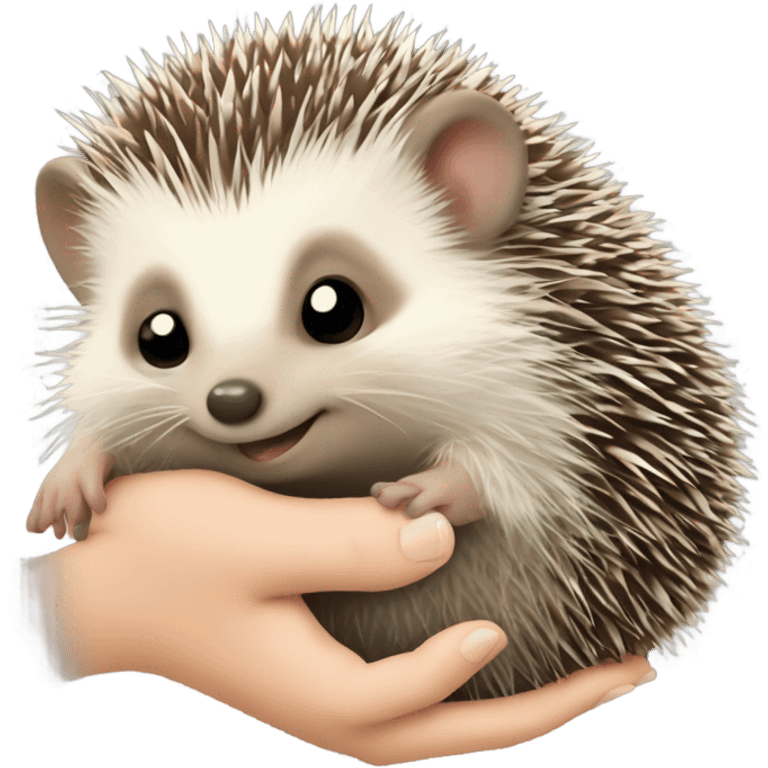 Hedgehog holding a baby hedgehog  emoji