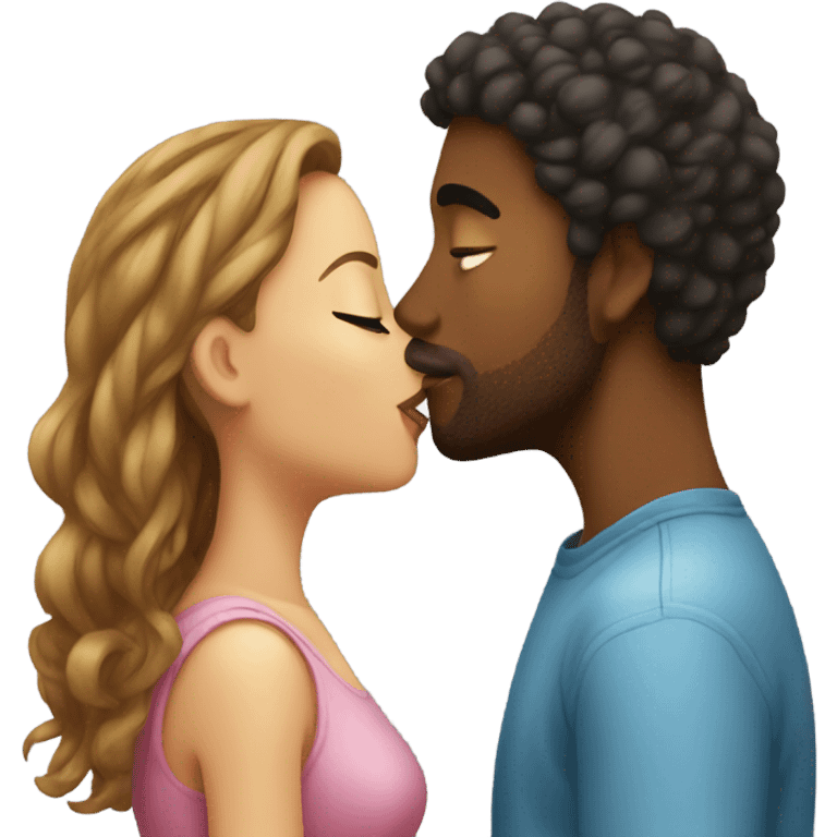 Girl and guy emoji kissing emoji