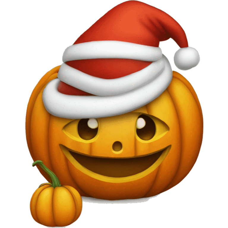 Pumpkin wearing Santa hat  emoji