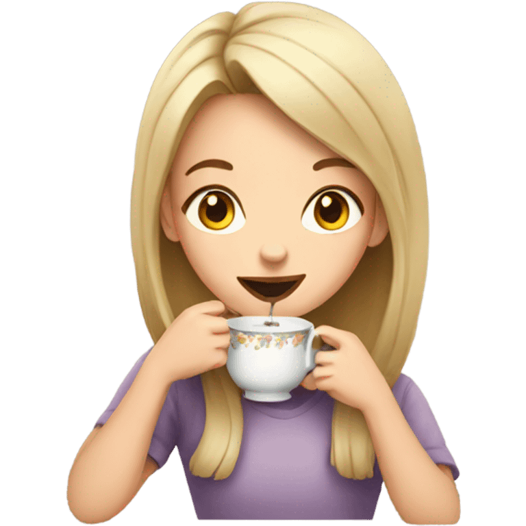 Girl eating tea emoji