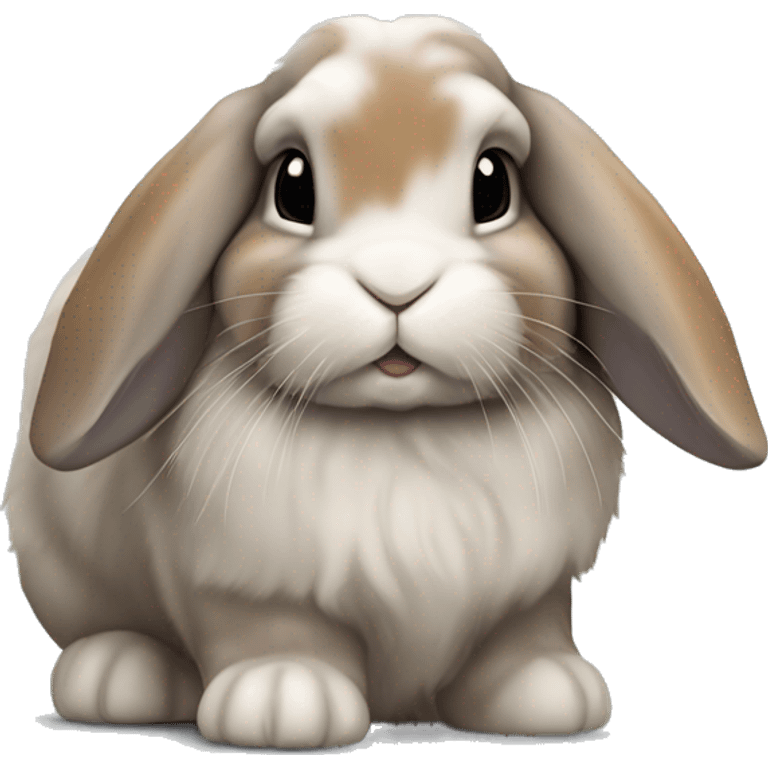 Grey and caramel mottle mini lop bunny emoji