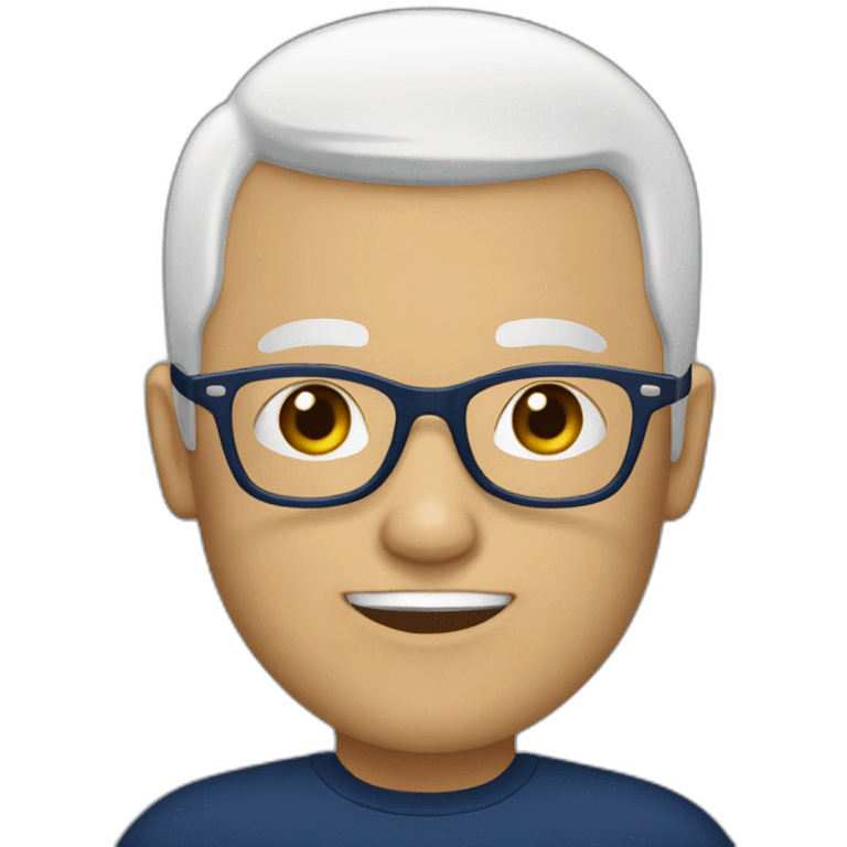 a person with black haired bald with white glasses and navy tshirt emoji