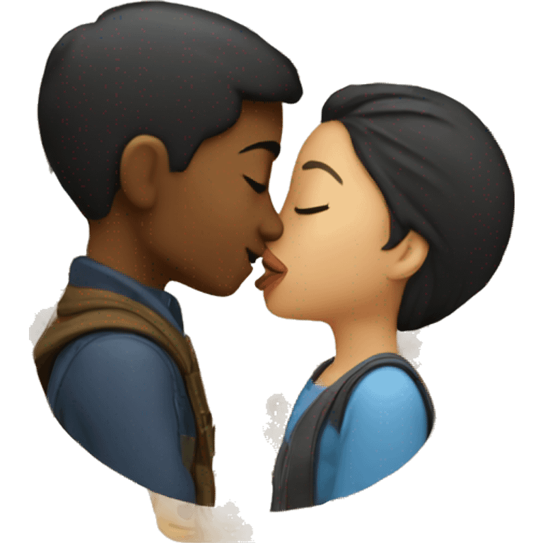 Girl and boy kiss emoji