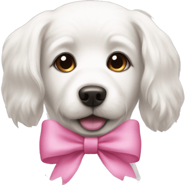 White dog with pink bow emoji