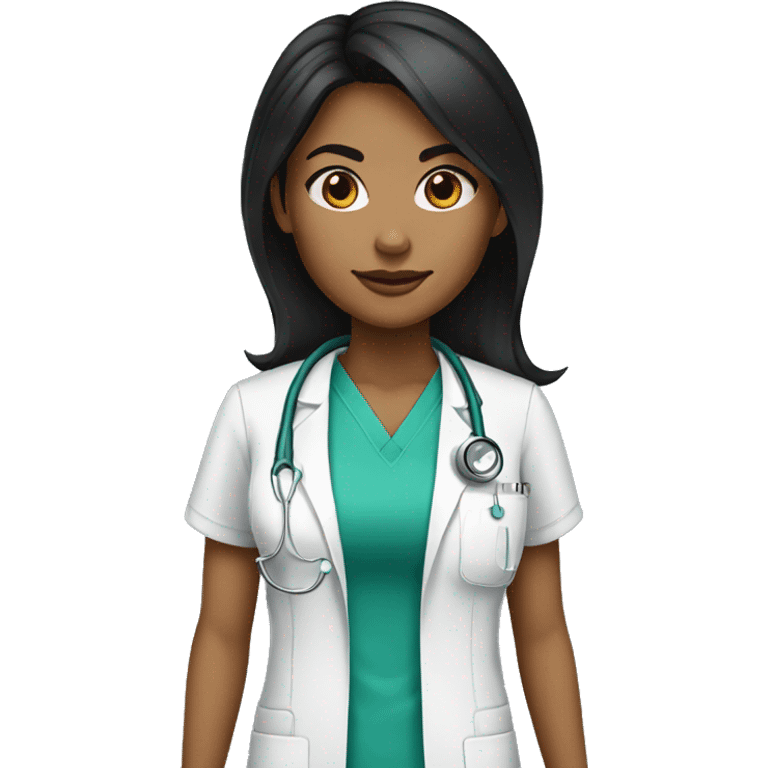 Light brown skin black hair surgeon female emoji