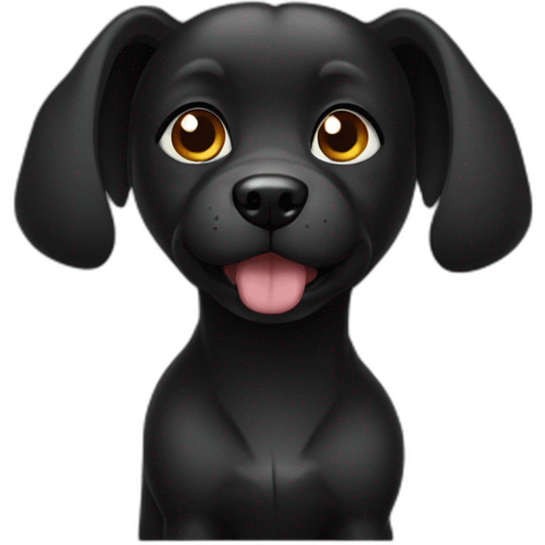 A black Chinese pastoral dog, a girl staring at it emoji