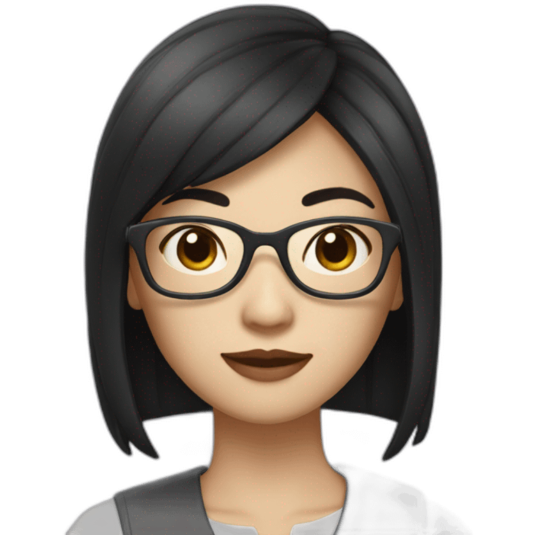 Chinese woman with glasses and black medium hair emoji