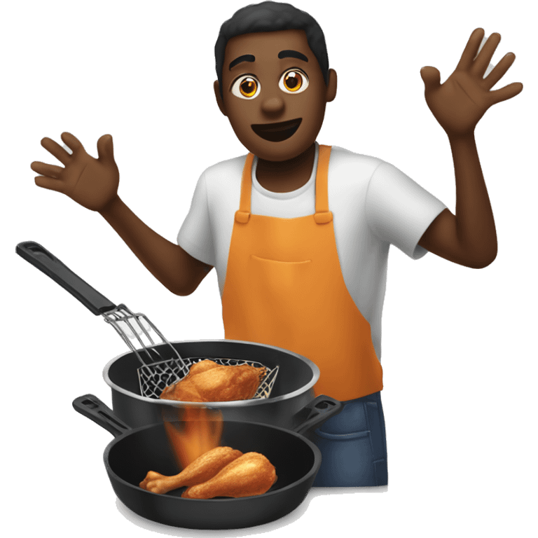 person of dark skin tone consuming chicken legs that has undergone cooking in a deep fryer  emoji