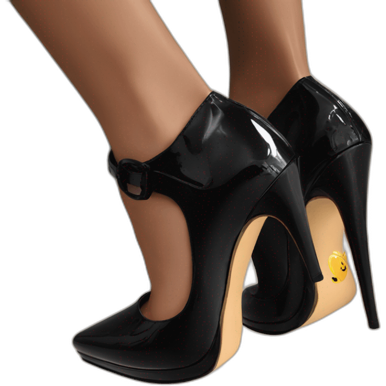 One view back Black Patent Leather Daffodile Platform Heels emoji