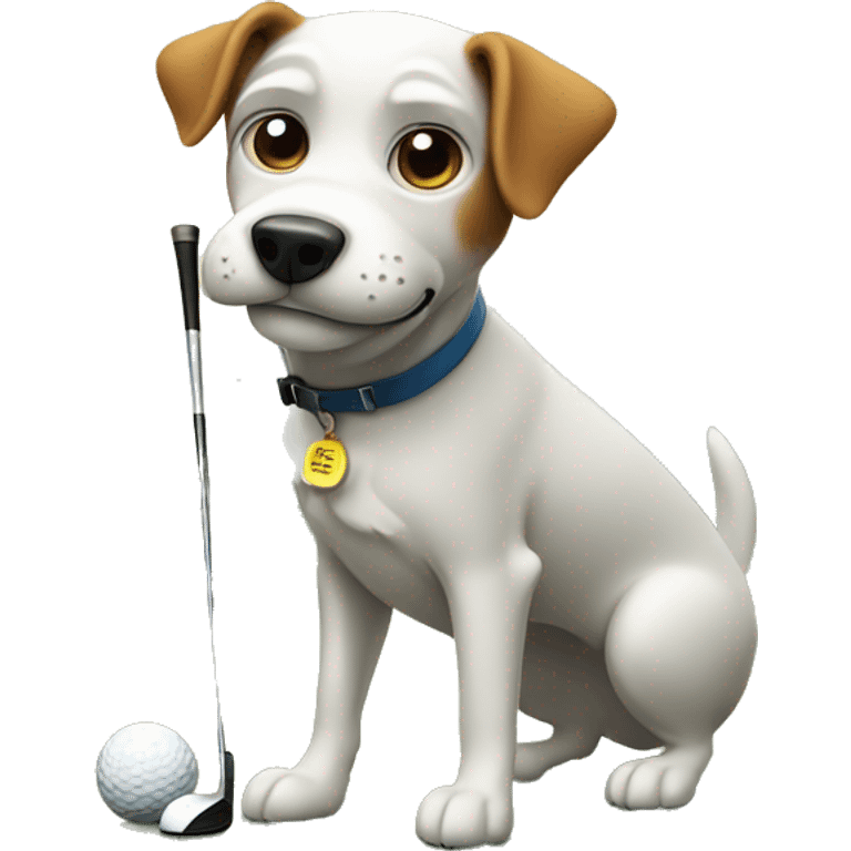 Dog playing golf emoji