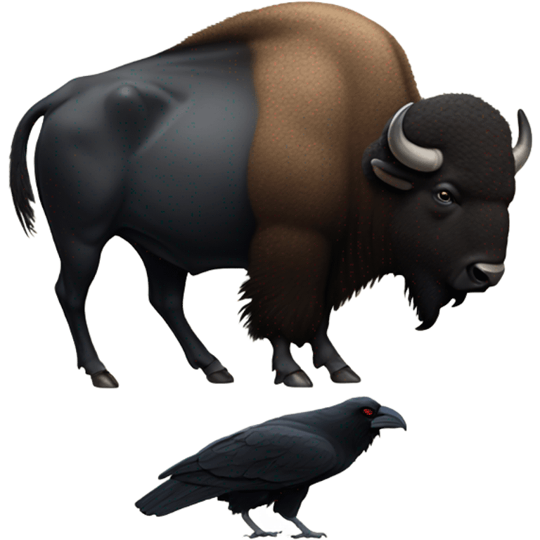 Buffalo stepping on a raven emoji