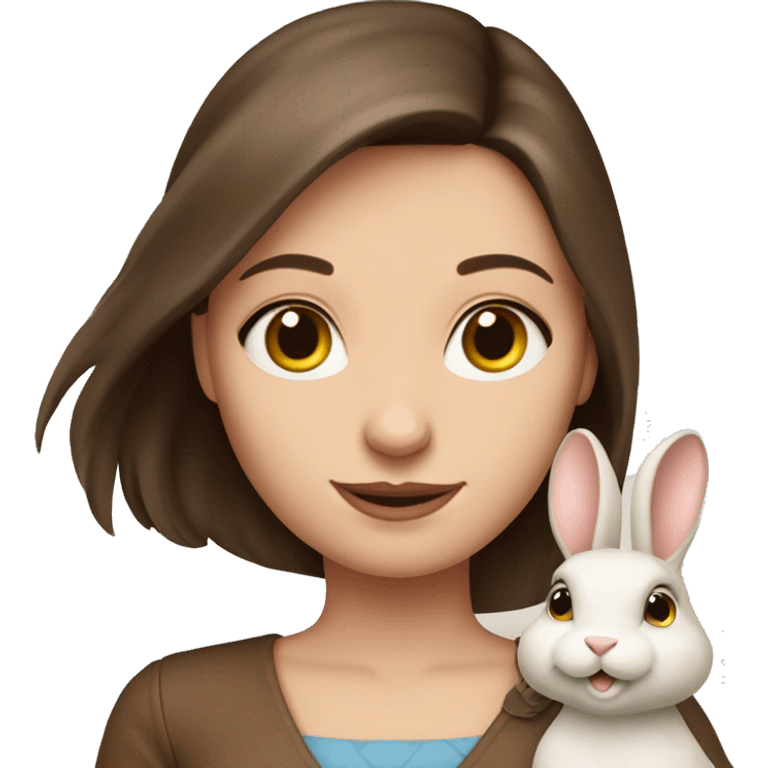 Pretty brunette pale woman holding Holland loop brown bunny  emoji