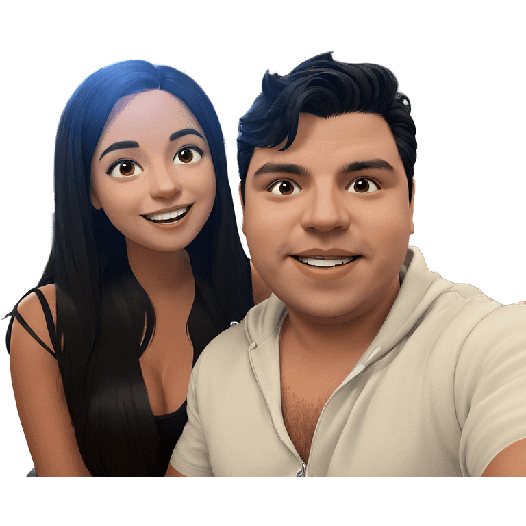 smiling girl with boy selfie emoji