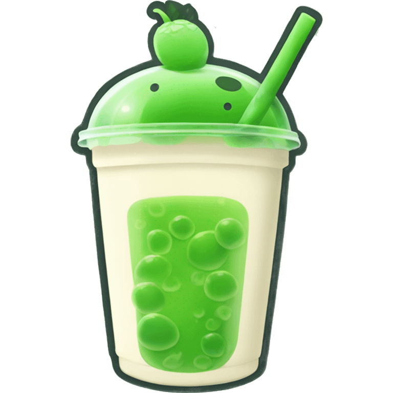 Green bubble tea with lid emoji