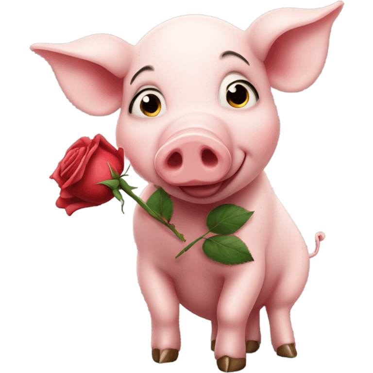 Pig holding a rose emoji