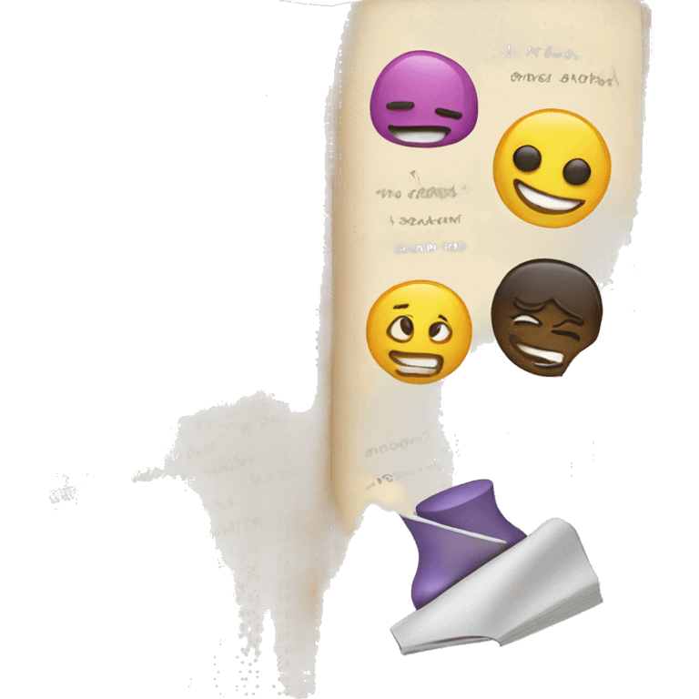 open journal with writing and stickers emoji