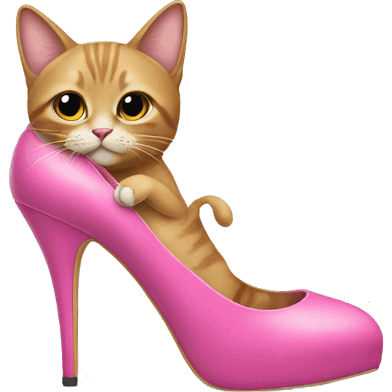 Cat wearing pink high heels emoji