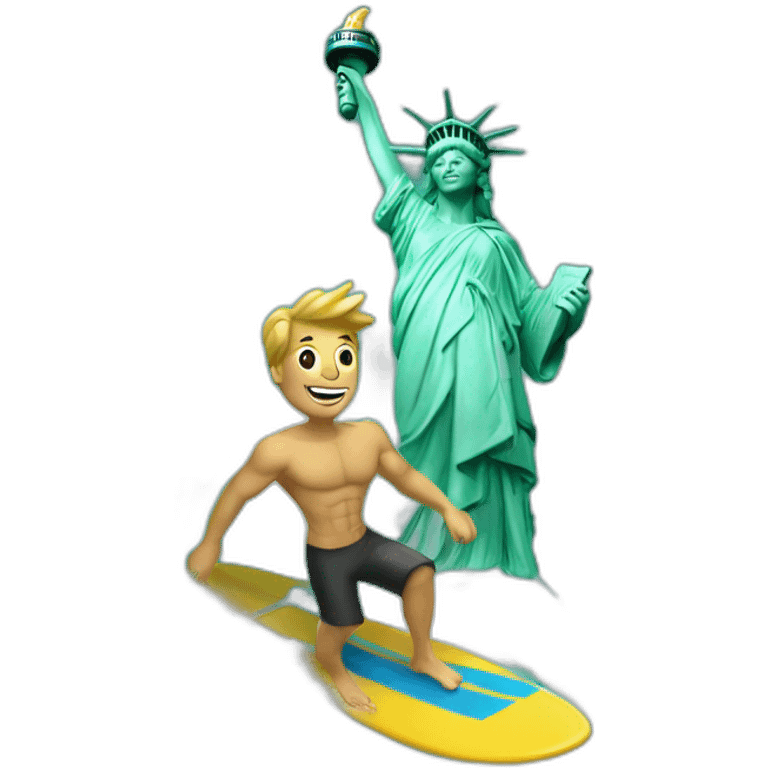 statue of liberty surfing on wave emoji