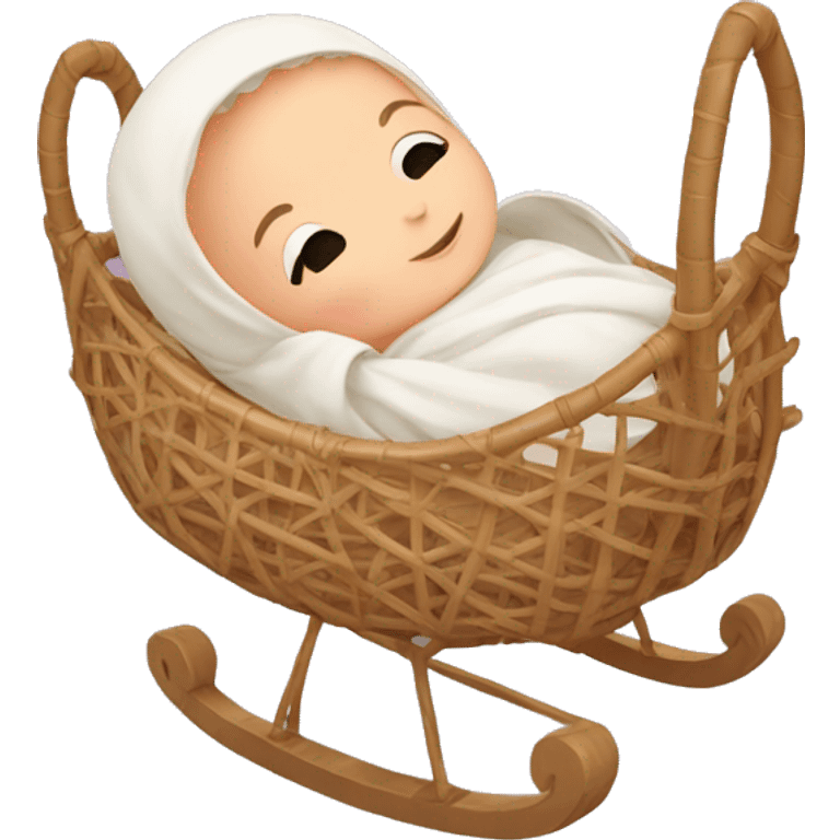 Newborn in a rattan cradle emoji