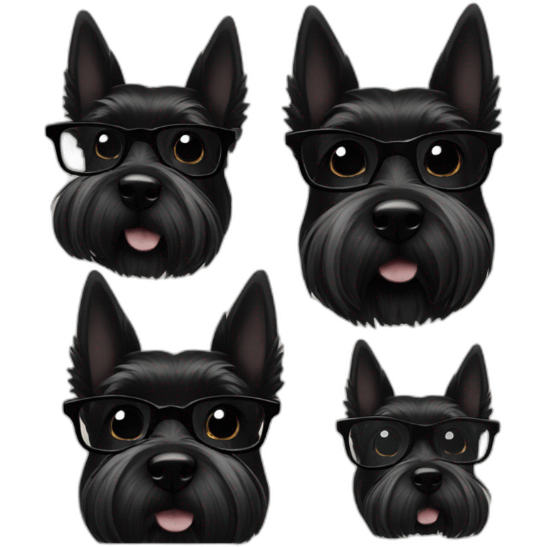 black Scottish terrier glasses black emoji