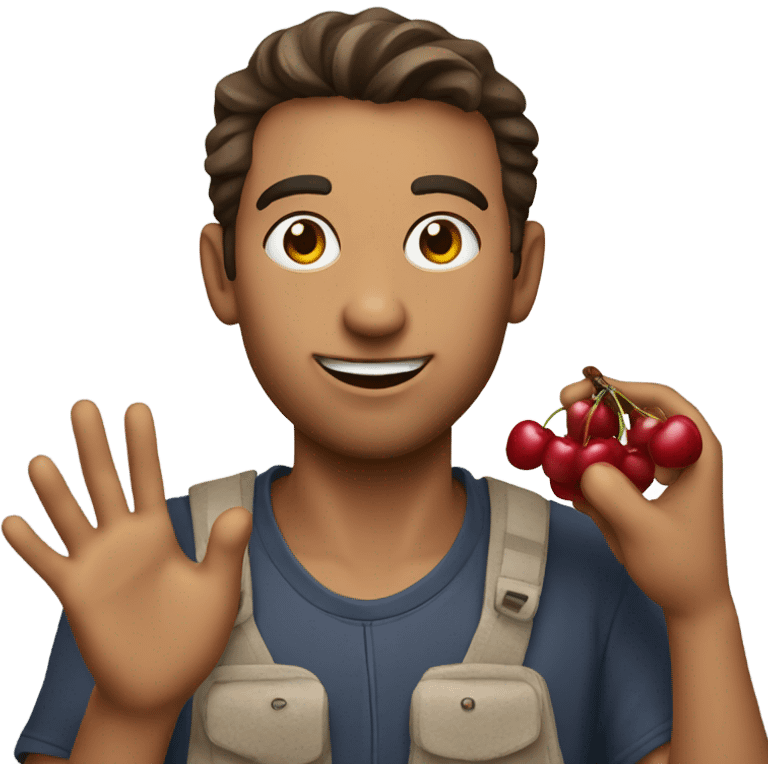 Guy holding cherrys emoji