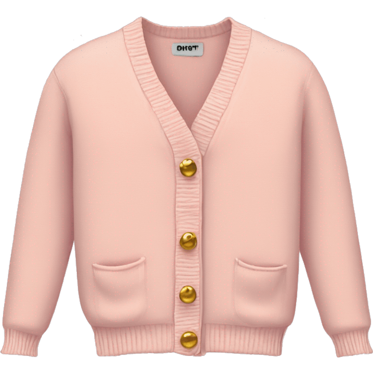 Pastel pink cardigan gold buttons emoji