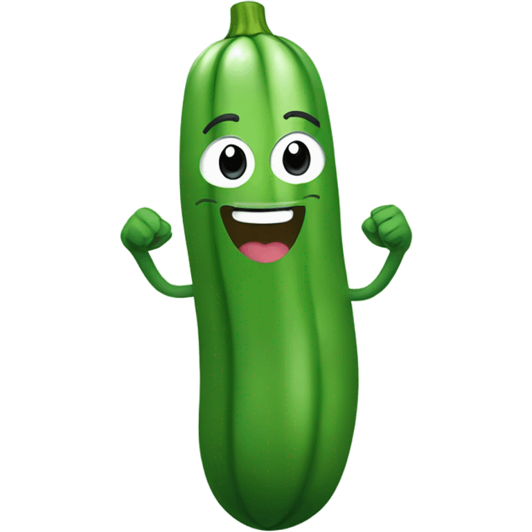 happy cucumber with hands up emoji