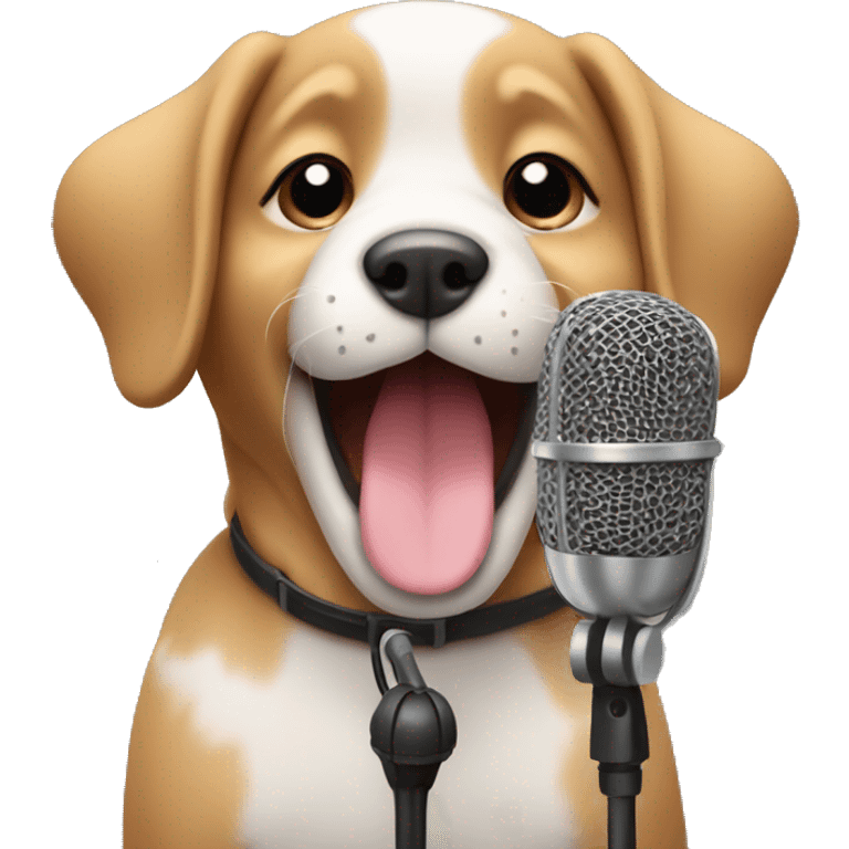 A singing puppy with a microphone emoji