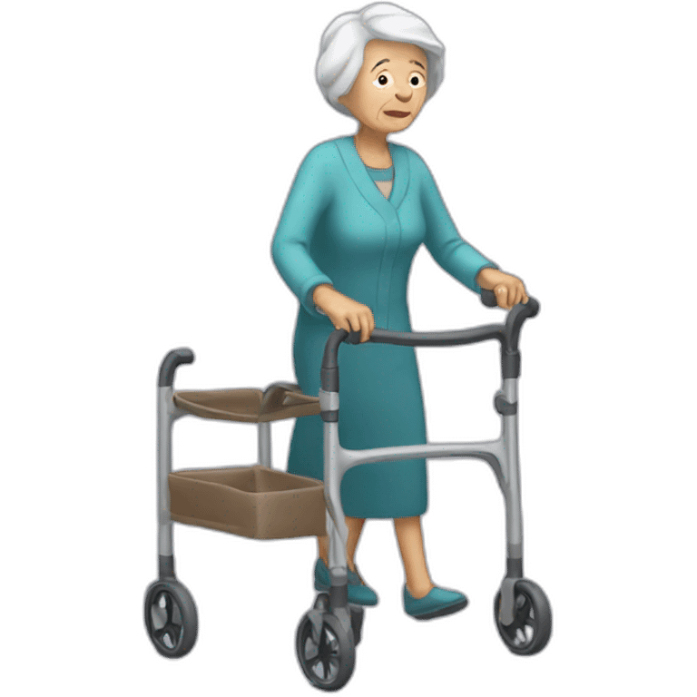 old woman with walker emoji