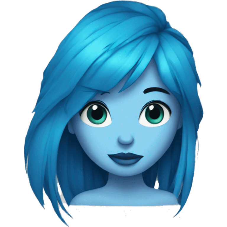 Chica con pelo azul y piercings muy mona emoji