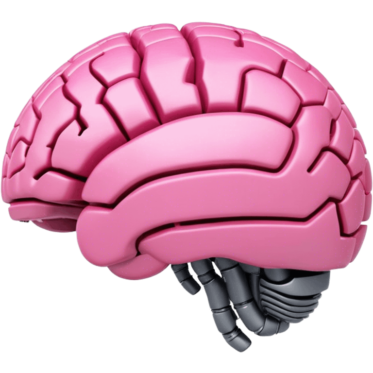 3d pink robotic brain in a form of earth from an angled perspective emoji