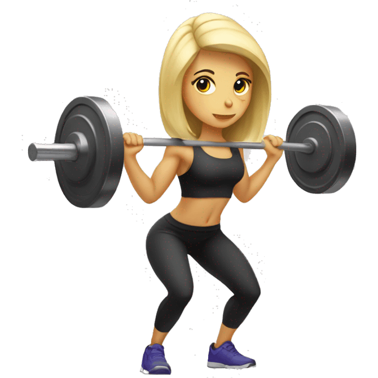 Blonde girl doing squats with barbell emoji