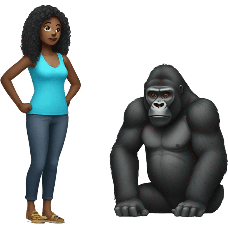 a woman and a gorilla emoji