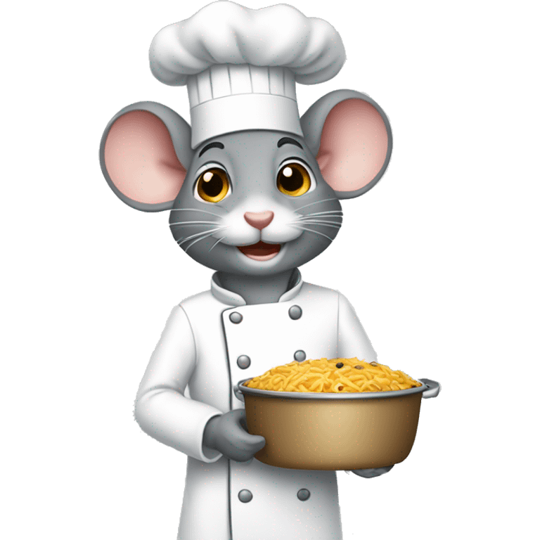 Gray mouse white cook haț emoji