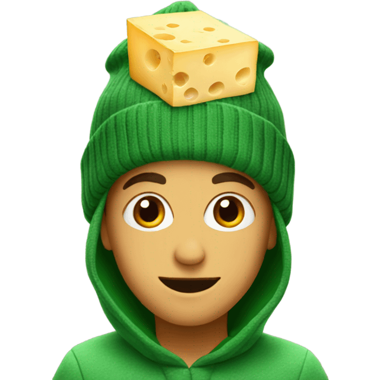 Cheese wearing a green beanie emoji