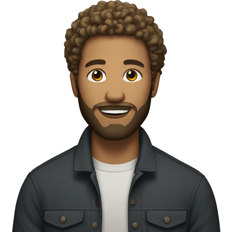 Light skinned man with curly hair and beard emoji