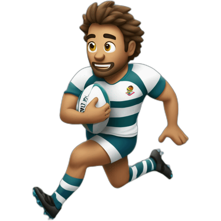 Jugador de rugby siendo tackleado mientras corre con la pelota emoji